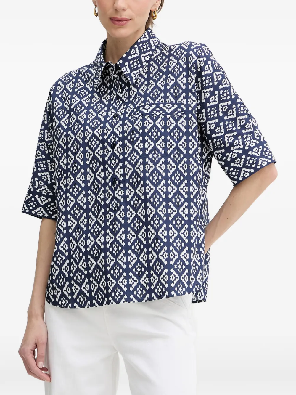 LUISA SPAGNOLI Bilancina geometric-print short-sleeve shirt - Blau