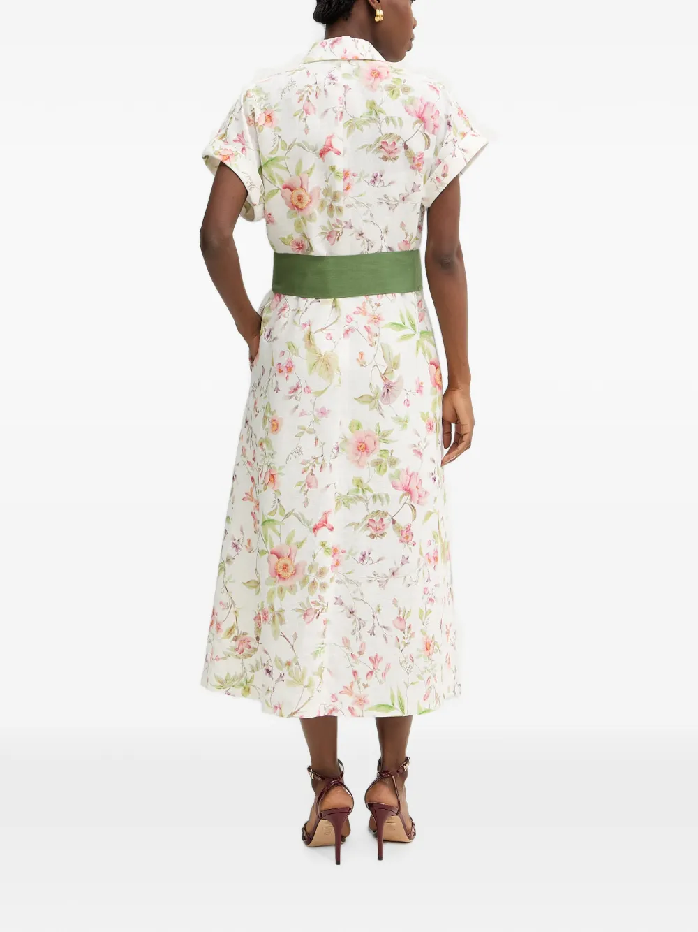 LUISA SPAGNOLI Pilea maxi-jurk met bloemenprint en ceintuur Wit