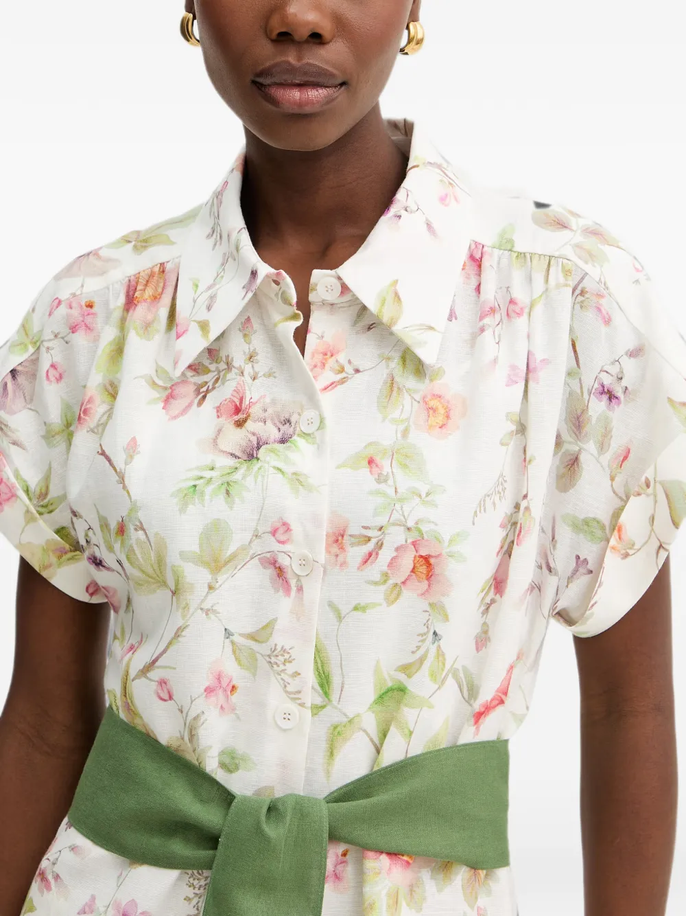 LUISA SPAGNOLI Pilea maxi-jurk met bloemenprint en ceintuur Wit