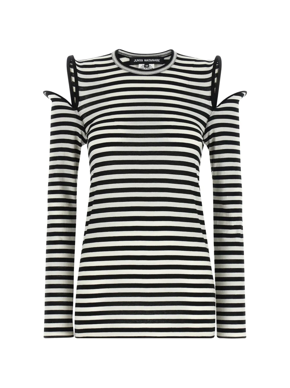 Junya Watanabe striped sculptural-shoulder T-shirt - Nero