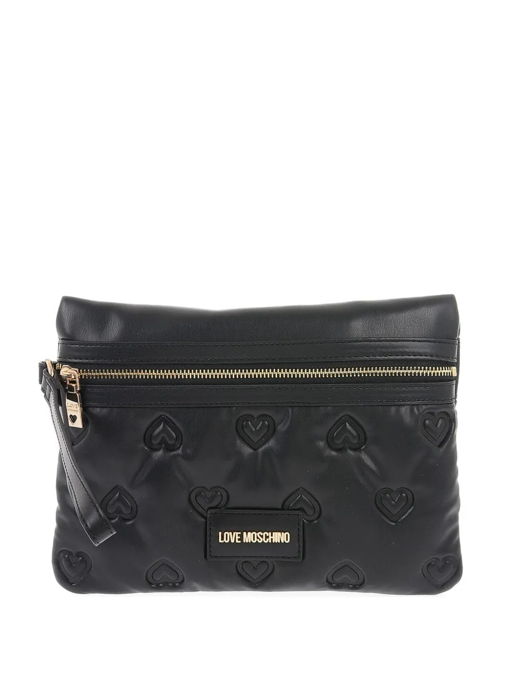 Love Moschino pochette matelassé à motif de cœur embossé - Noir Love Moschino pochette matelassé à motif de cœur embossé - Noir