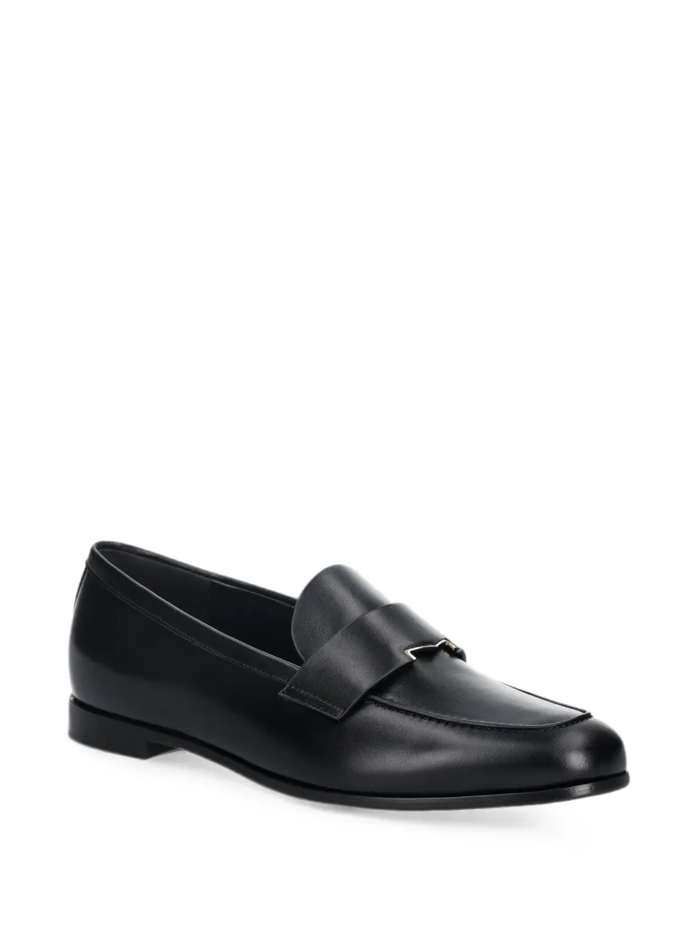 Max Mara Leren loafers met logoplakkaat Zwart