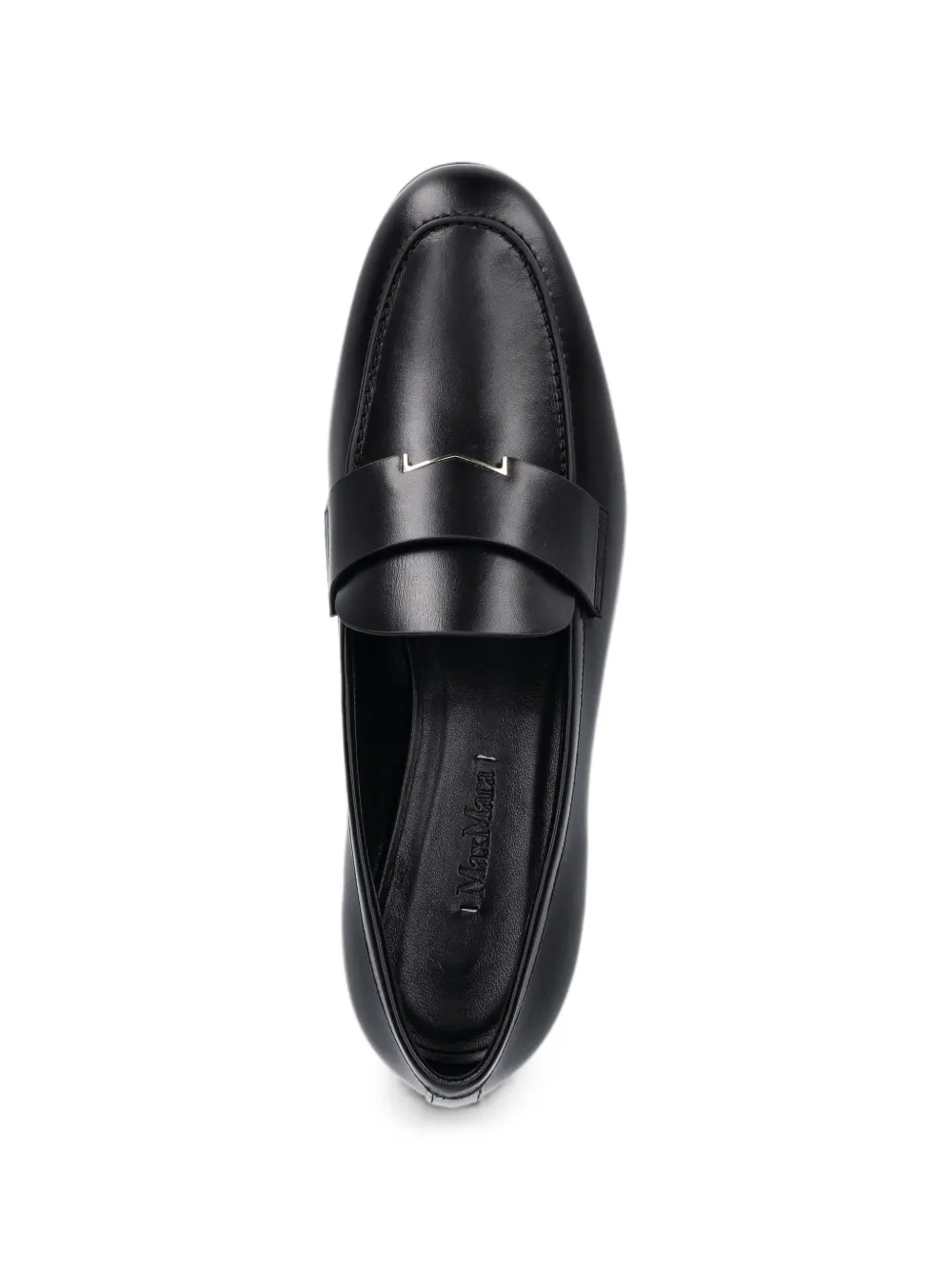 Max Mara Leren loafers met logoplakkaat Zwart