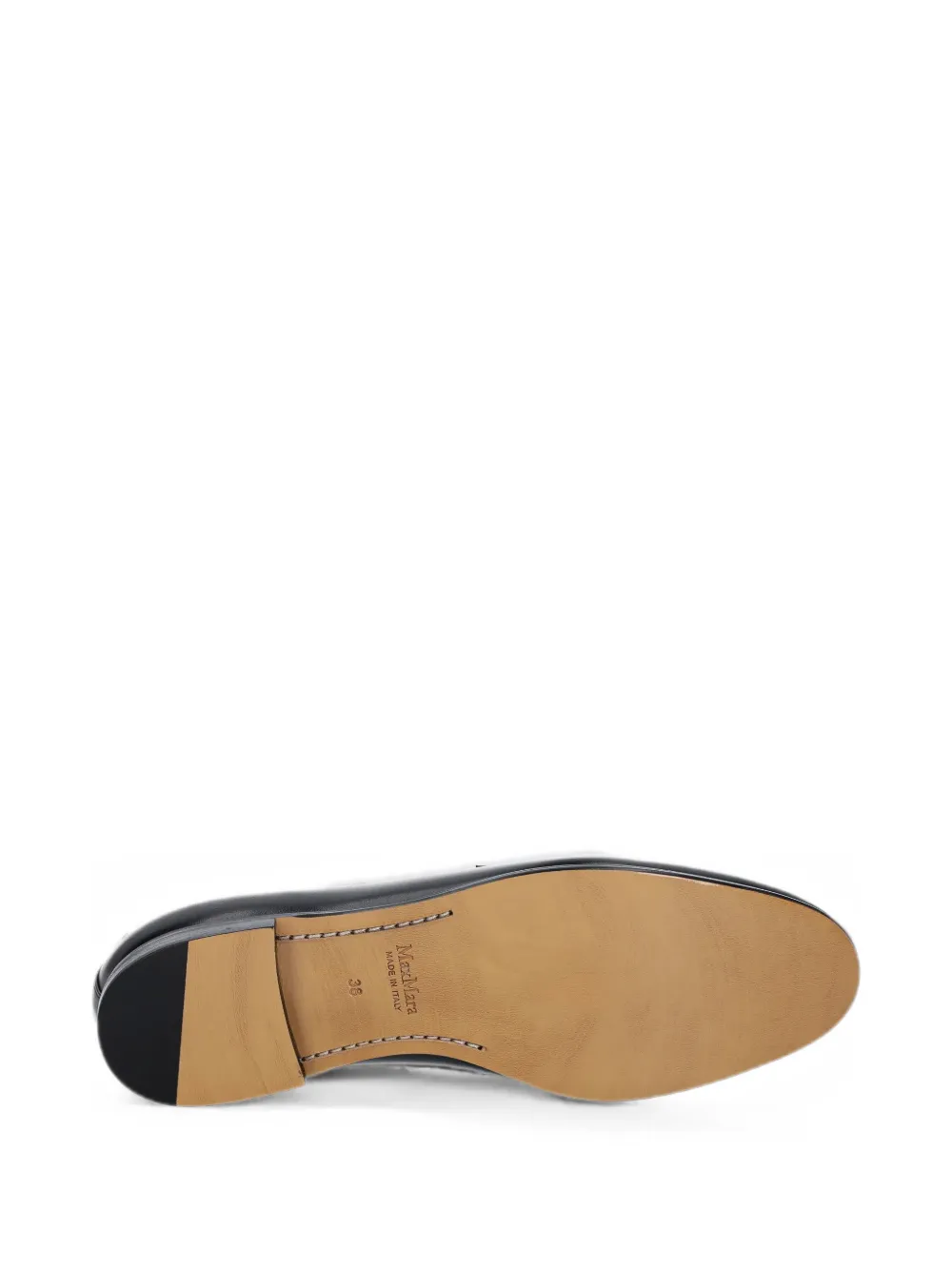 Max Mara Leren loafers met logoplakkaat Zwart