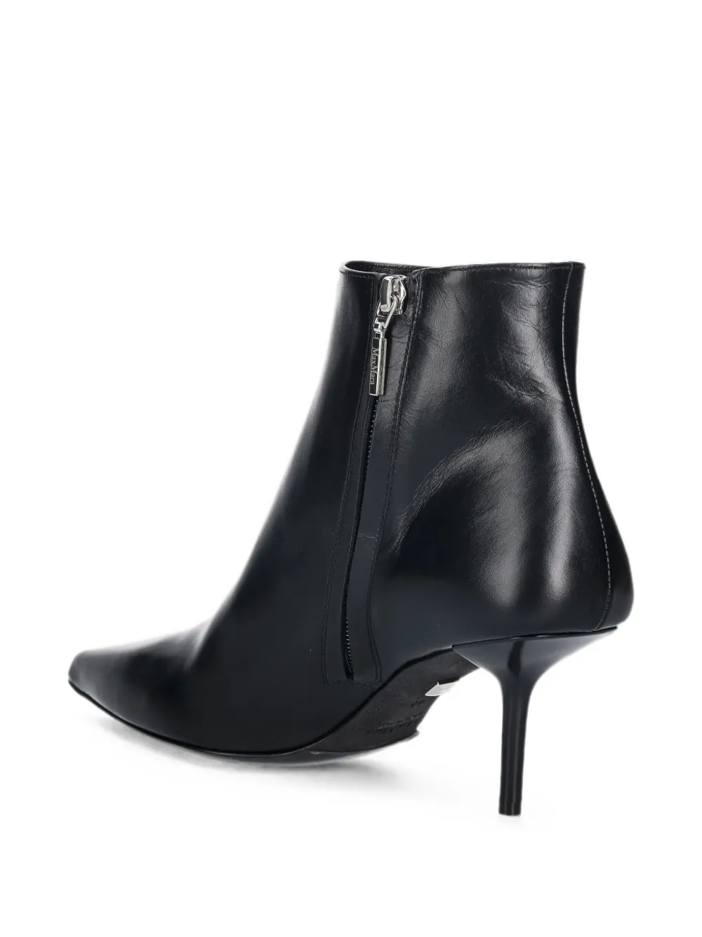 Max Mara pointed-toe leather ankle boots Zwart