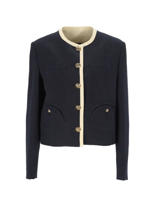 BLAZÉ Milano Buttoned Trim Jacket in Blue