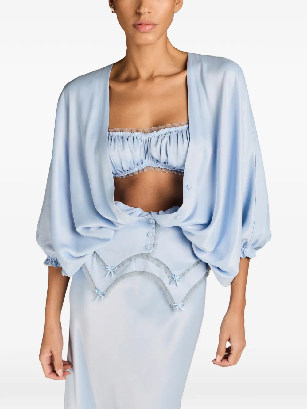 MARK-OFF Lina puff-sleeved blouse - Blau