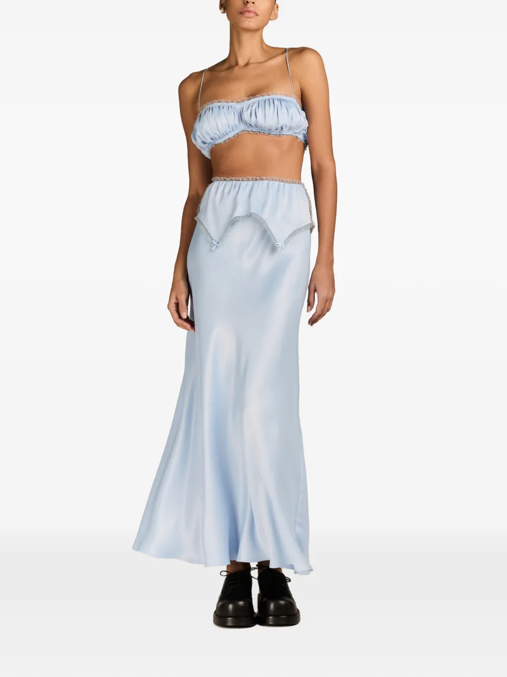 MARK-OFF Polina satin maxi skirt - Blu