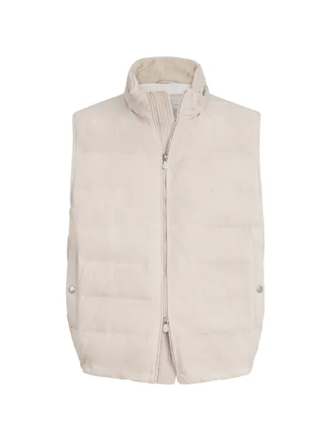 Brunello Cucinelli  suede down vest with packable hood