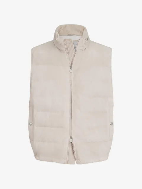 Brunello Cucinelli  suede down vest with packable hood