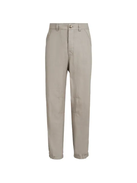 Brunello Cucinelli linen micro chevron trousers with drawstrings