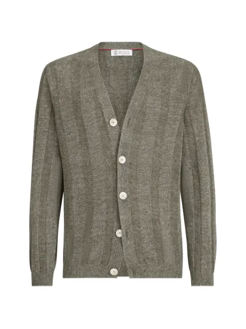 Brunello Cucinelli  linen and cotton textured rib cardigan