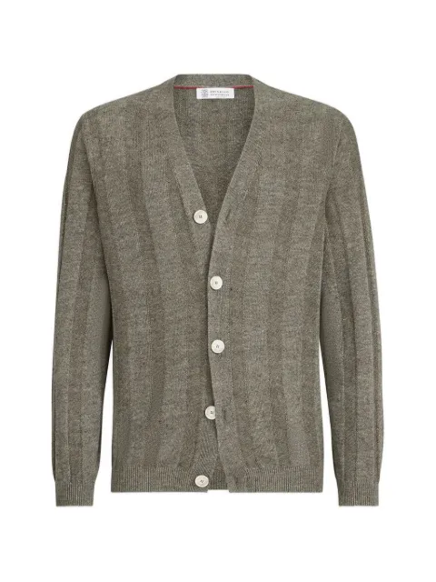 Brunello Cucinelli linen and cotton textured rib cardigan