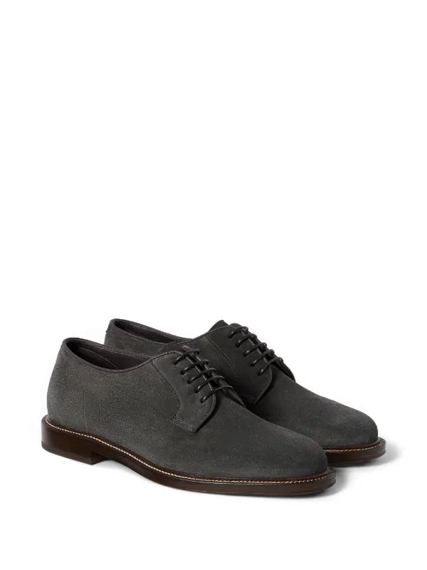 Brunello Cucinelli リバースカーフスキン ダービーシューズ | グレー