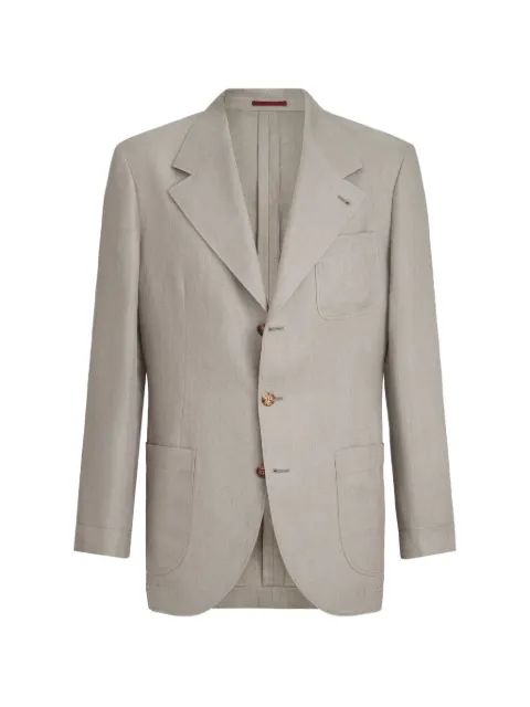 Brunello Cucinelli  linen micro chevron unlined blazer