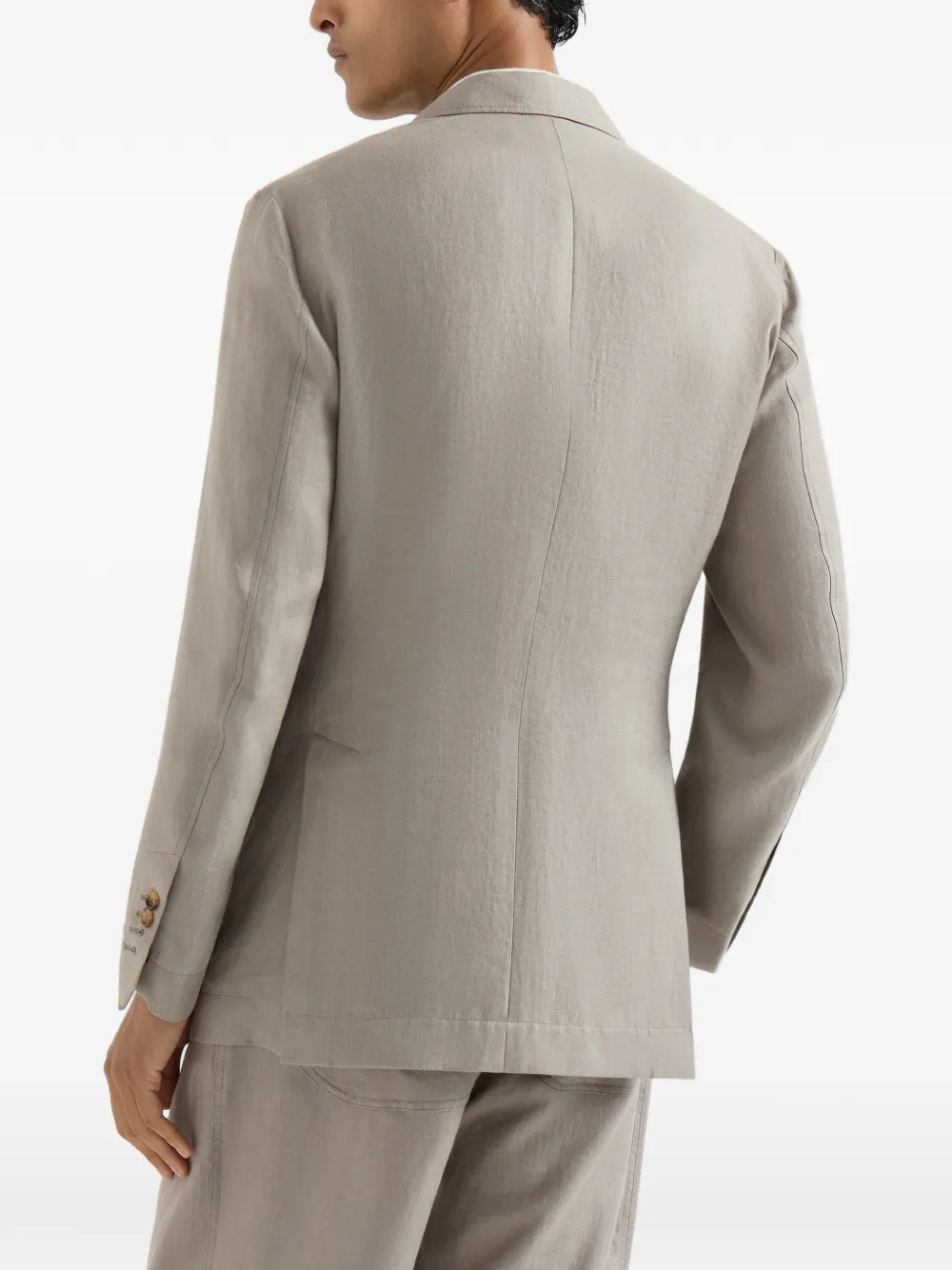 Brunello Cucinelli Linnen blazer met chevron streep Beige