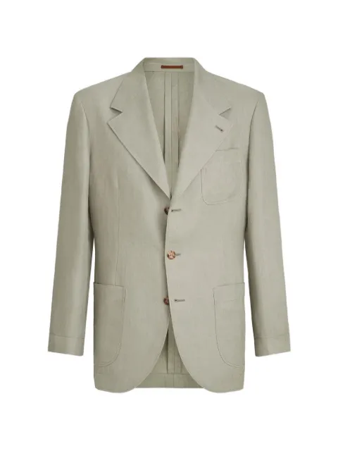 Brunello Cucinelli linen micro chevron unlined blazer