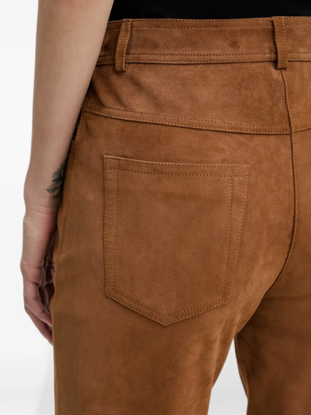 LUISA SPAGNOLI Aletta broek met suède afwerking en vlakken Bruin