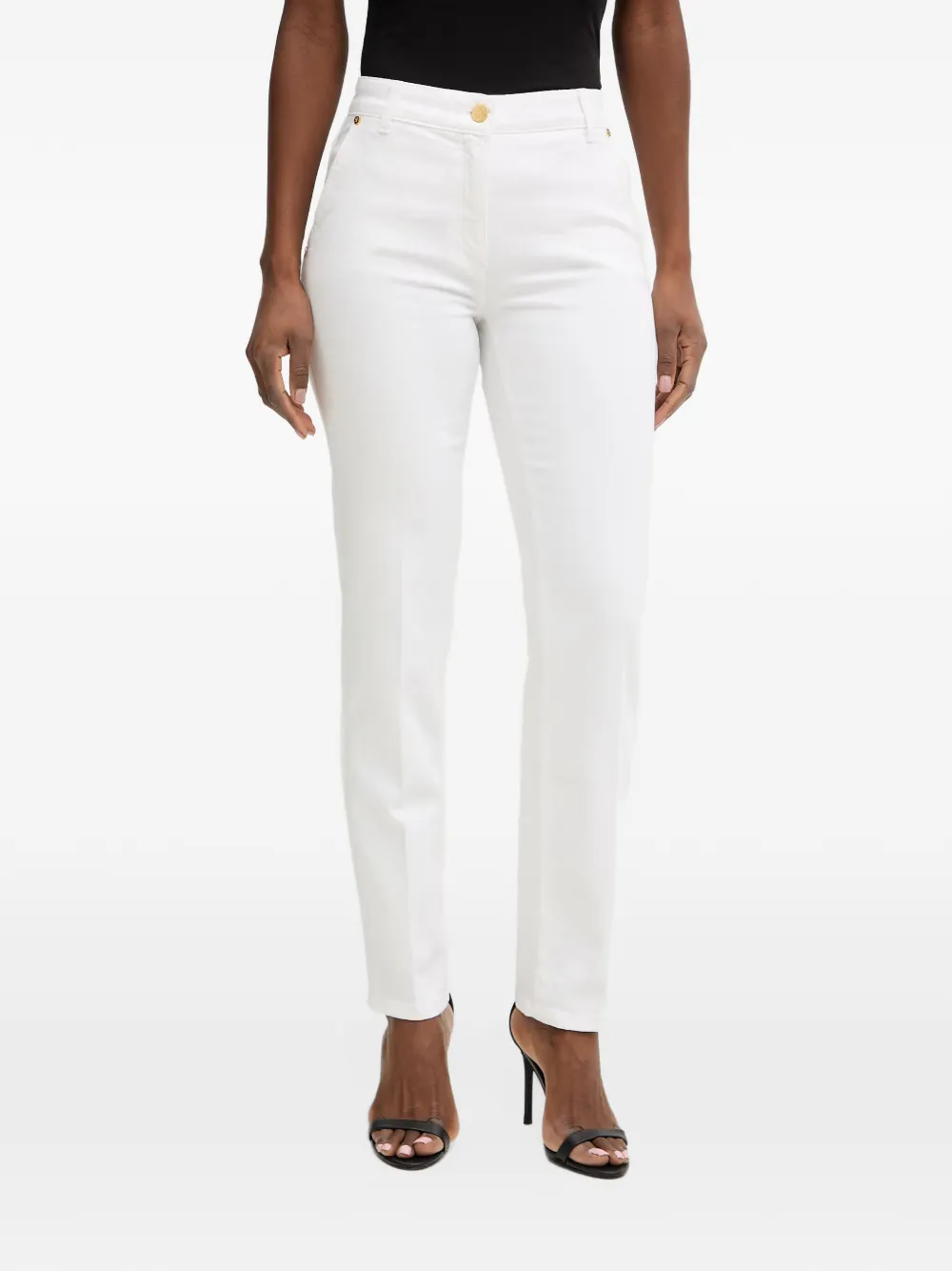 LUISA SPAGNOLI Jeans slim con logo - Bianco