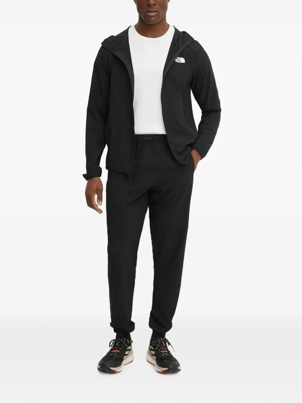 The North Face Hoodie met logoprint en rits Zwart