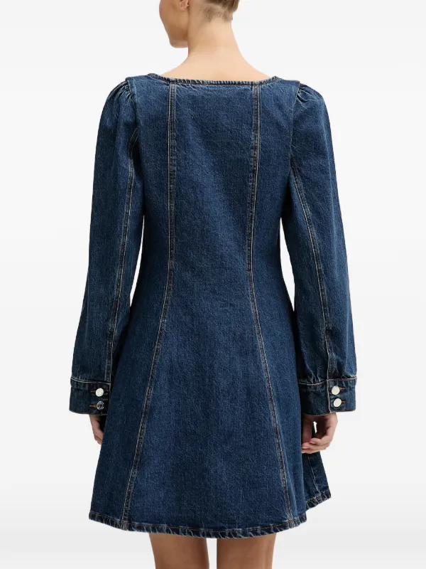 denim balloon sleeve mini pocket dress Gozoloma Women's Long Sleeves Button Down A Line Swing Ruffle Jean Babydoll Dress with Chest Pocket(LightBlue-XS) at Amazon Women's Clothing store Color:Sunset Orange women’s vintage clothing Plus Size Raven Distressed The Nobodys Child Petite