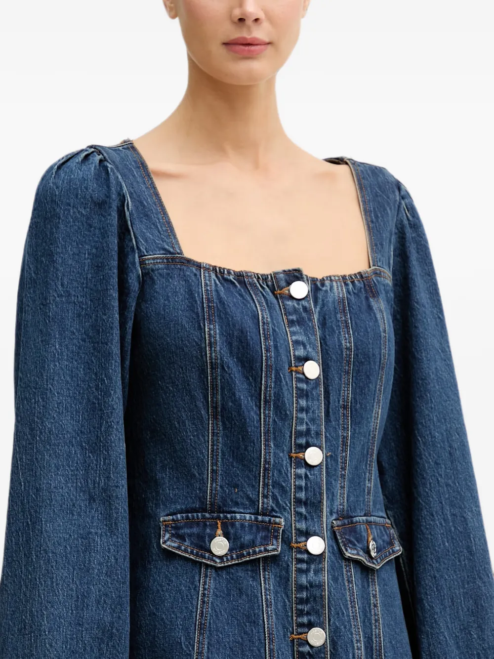 Gestuz GZsamia denim mini-jurk met knopen Blauw