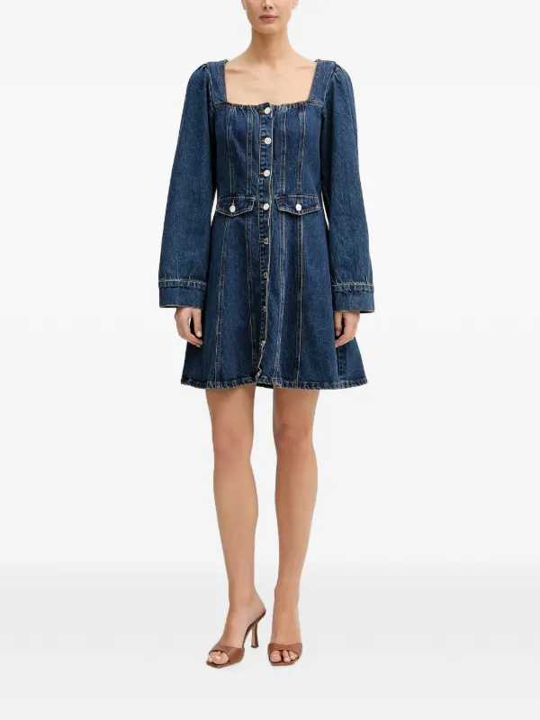 gestuz denim dress GZsamia button-up Mini | Blue COLOR:PLUM What Is A Casual Selenor creating a sleek