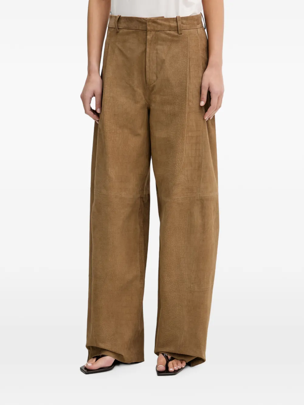 Gestuz GZestelle croc-effect palazzo trousers - Marrone