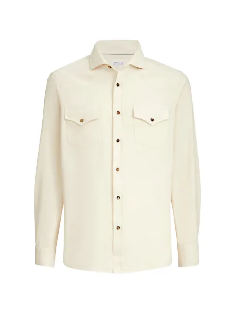Brunello Cucinelli garment-dyed easy-fit western shirt in narrow wale corduroy