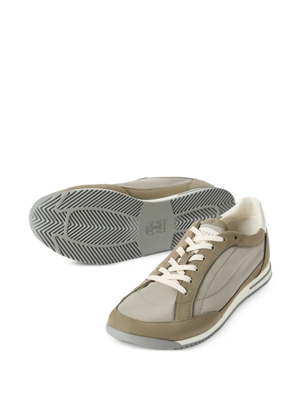 Brunello Cucinelli Nylon en nubuck sneakers Bruin