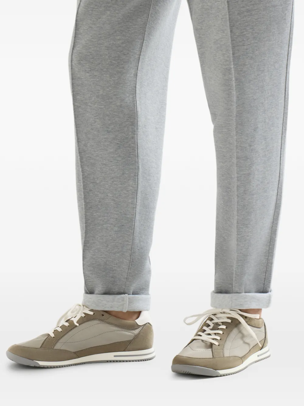 Brunello Cucinelli Nylon en nubuck sneakers Bruin