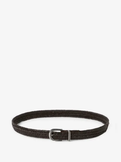 Brunello Cucinelli chevron-effect braided leather belt