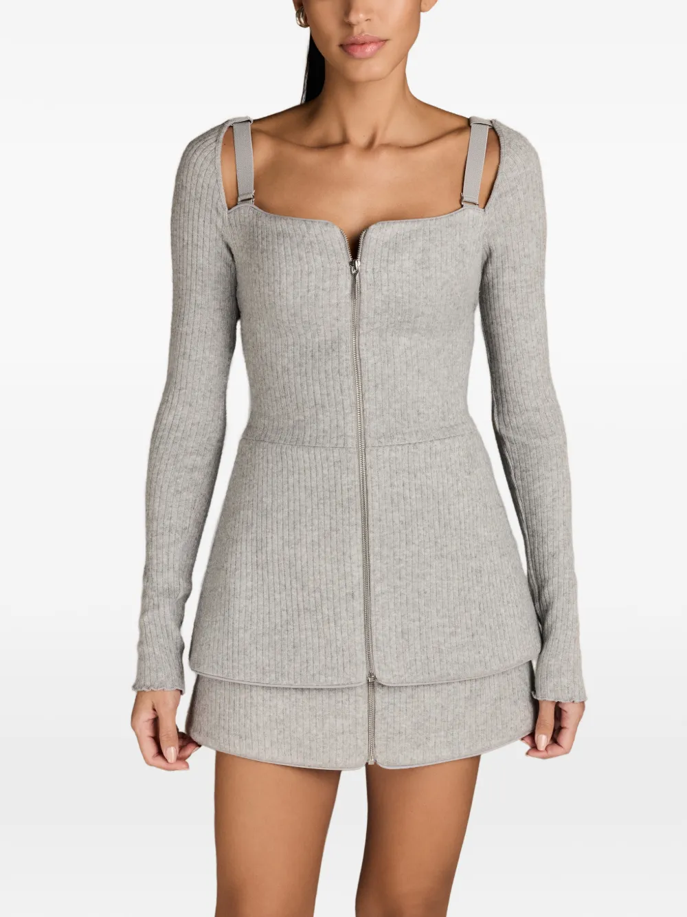 MARK-OFF Britt zip-up miniskirt - Grigio