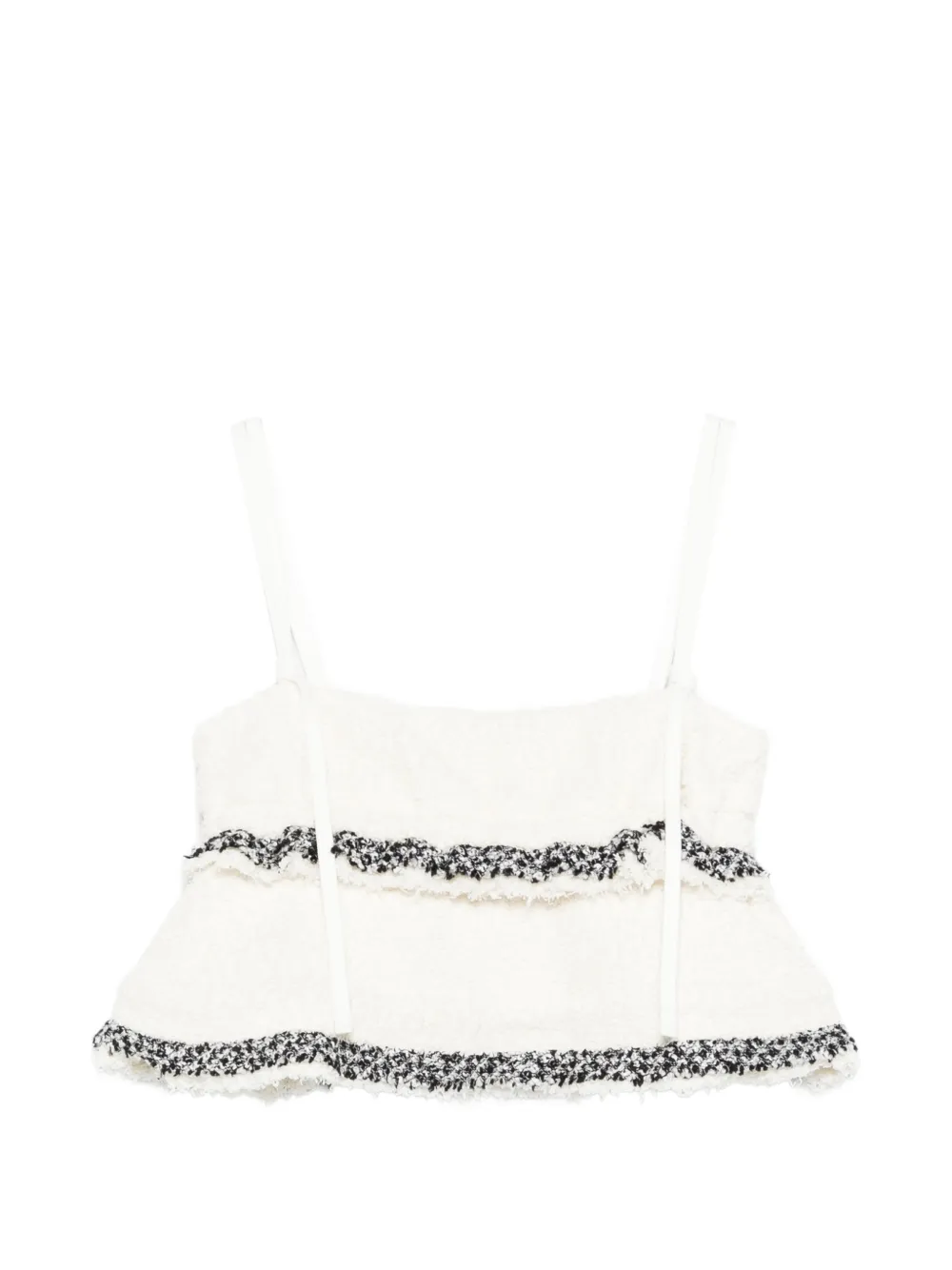 sacai tiered frayed-edge top - Toni neutri
