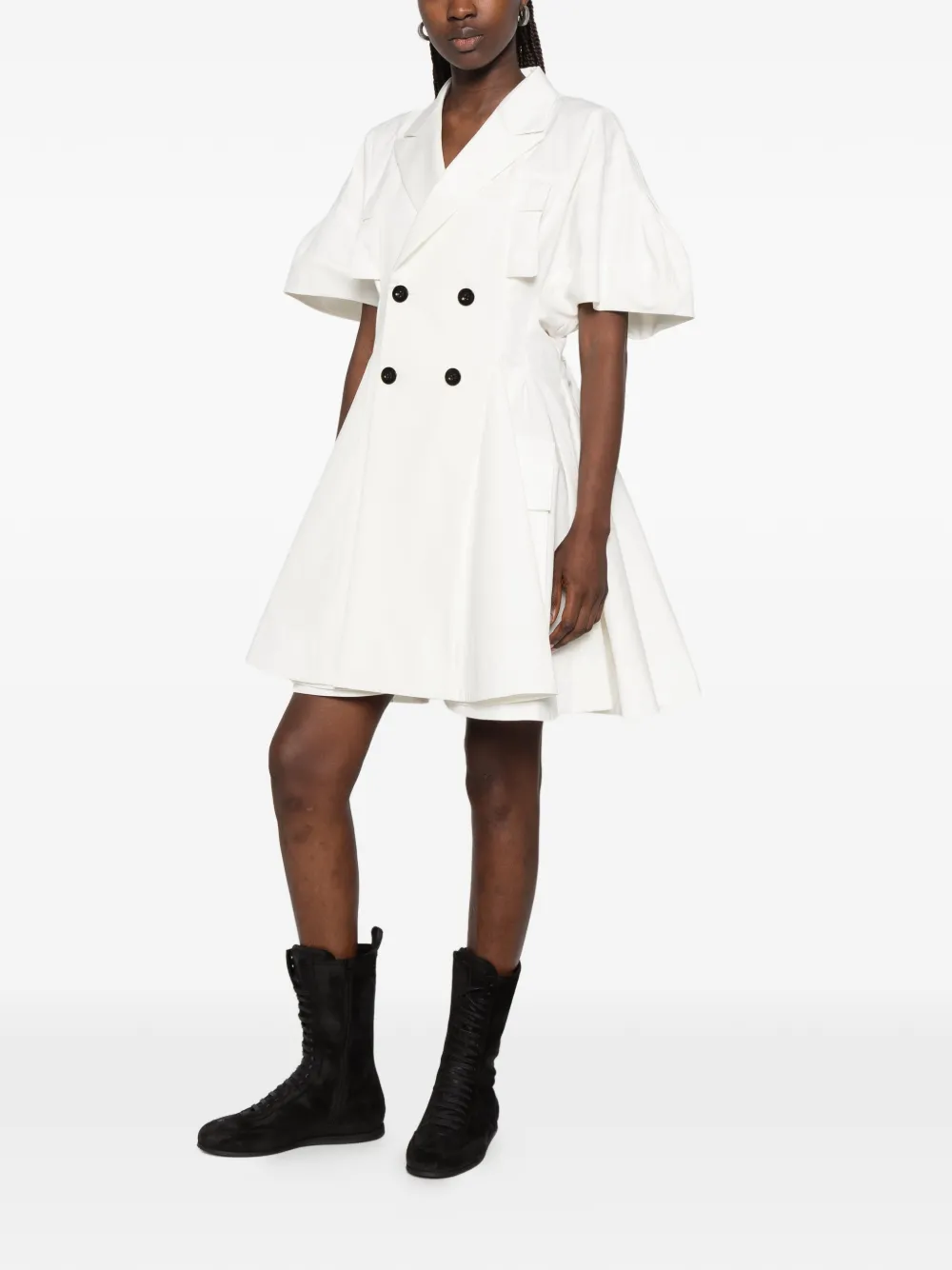 sacai Flared jurk met dubbele rij knopen Zwart
