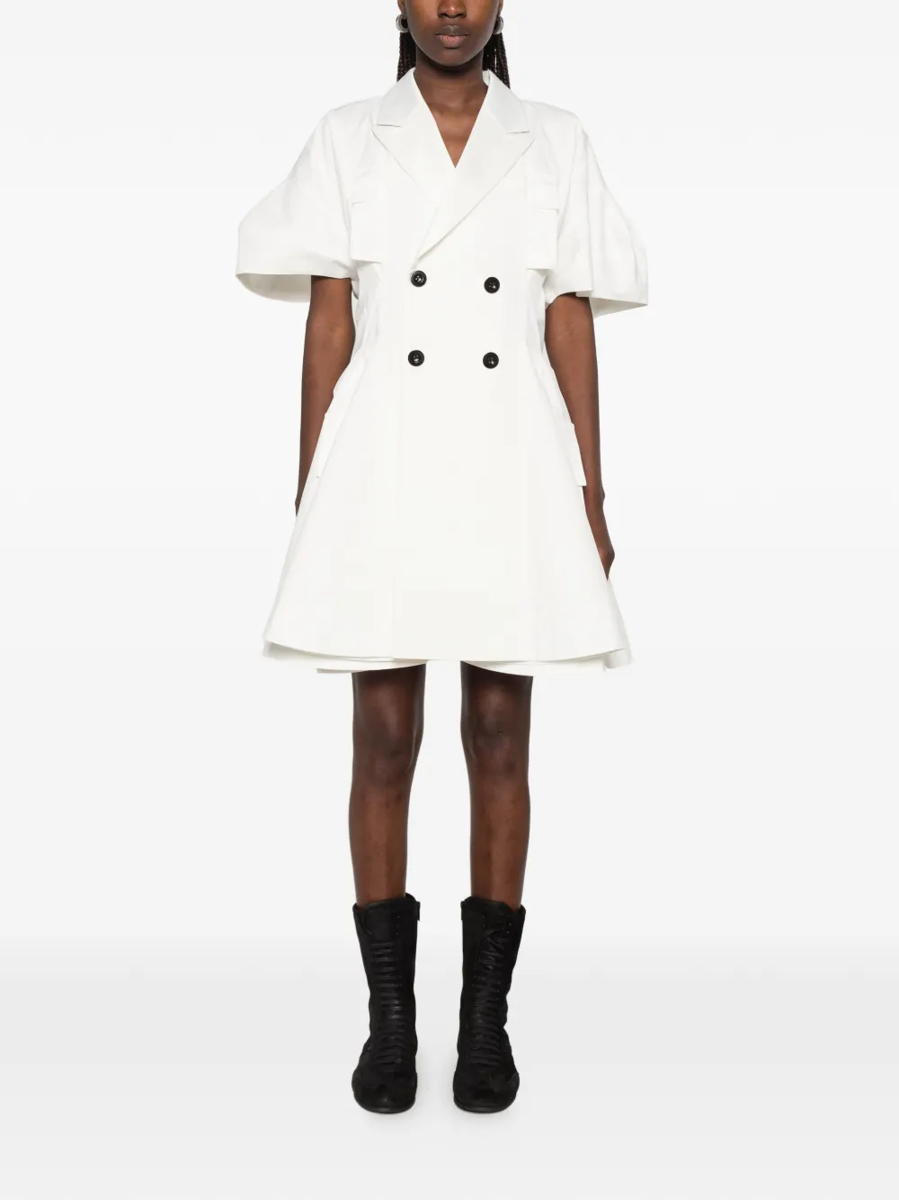 sacai Flared jurk met dubbele rij knopen Zwart