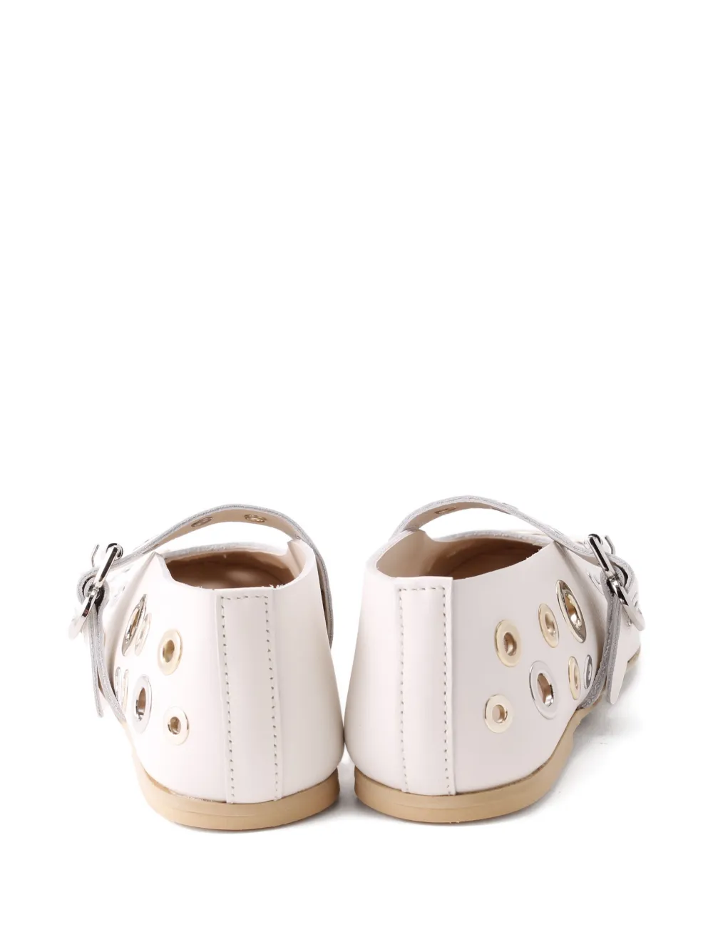 Florens eyelet-details buckle ballerinas Beige