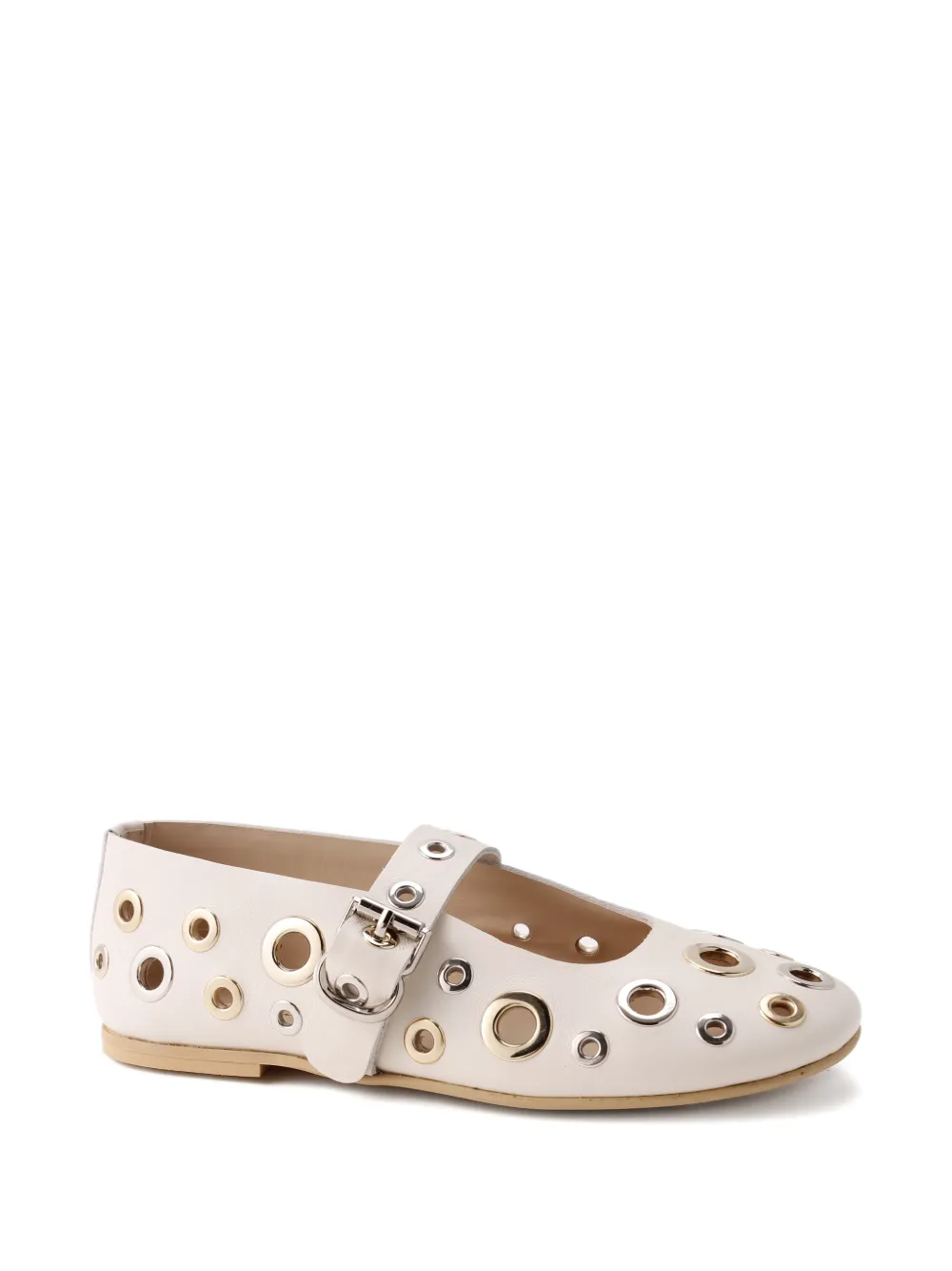 Florens eyelet-details buckle ballerinas - Neutrals