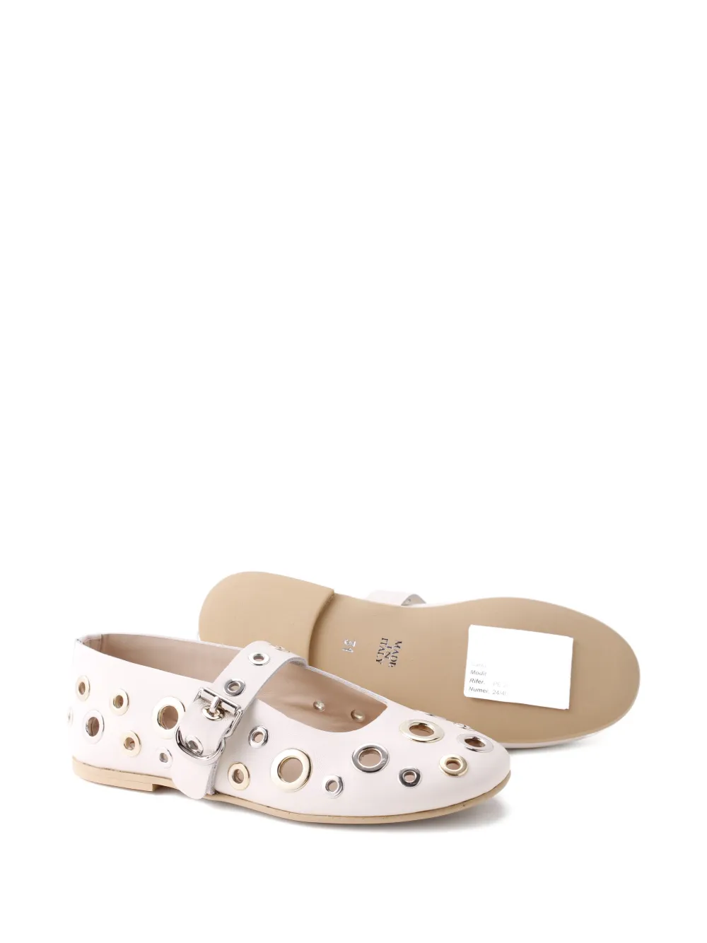 Florens eyelet-details buckle ballerinas Beige