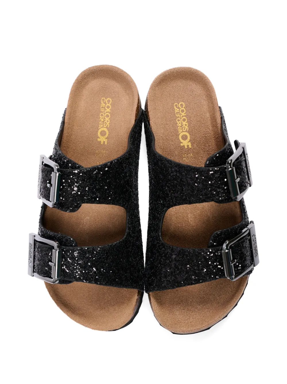 Colors Of California Leren sandalen met gesp Zwart