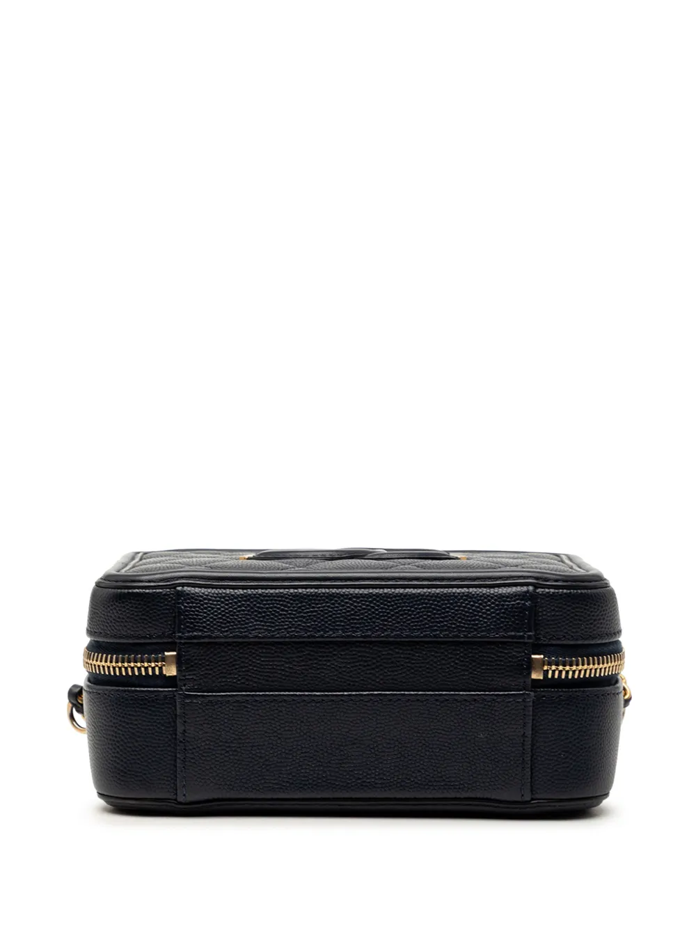 Chanel Pre-owned 2018 Small Caviar CC Filigree Vanity Case Satchel in Blue, view 4