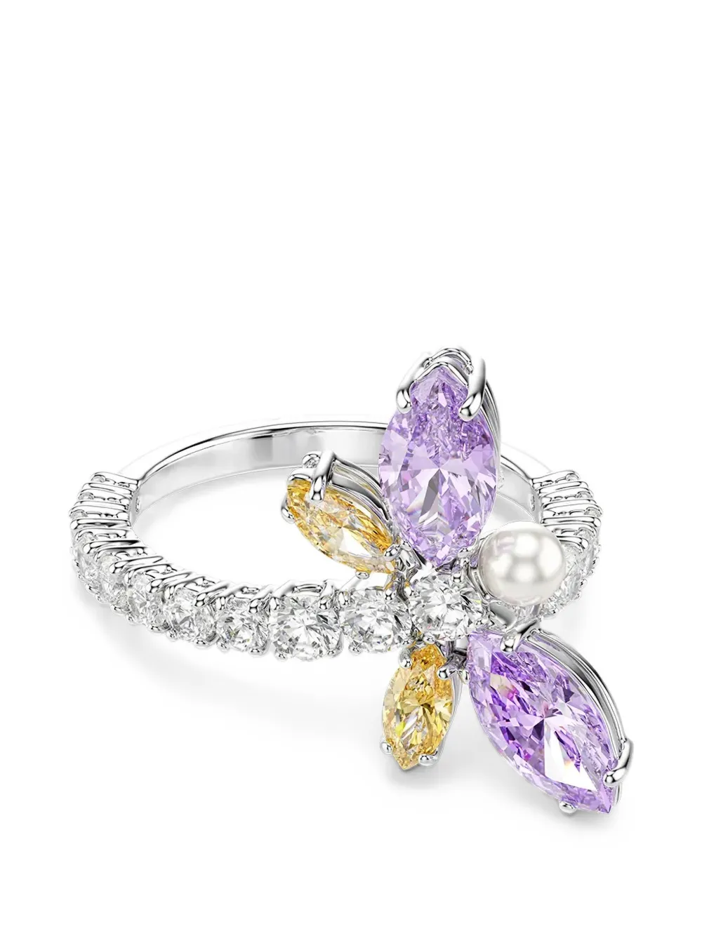 Swarovski x Ariana Grande butterfly-motif crystal-embellished ring - Argento