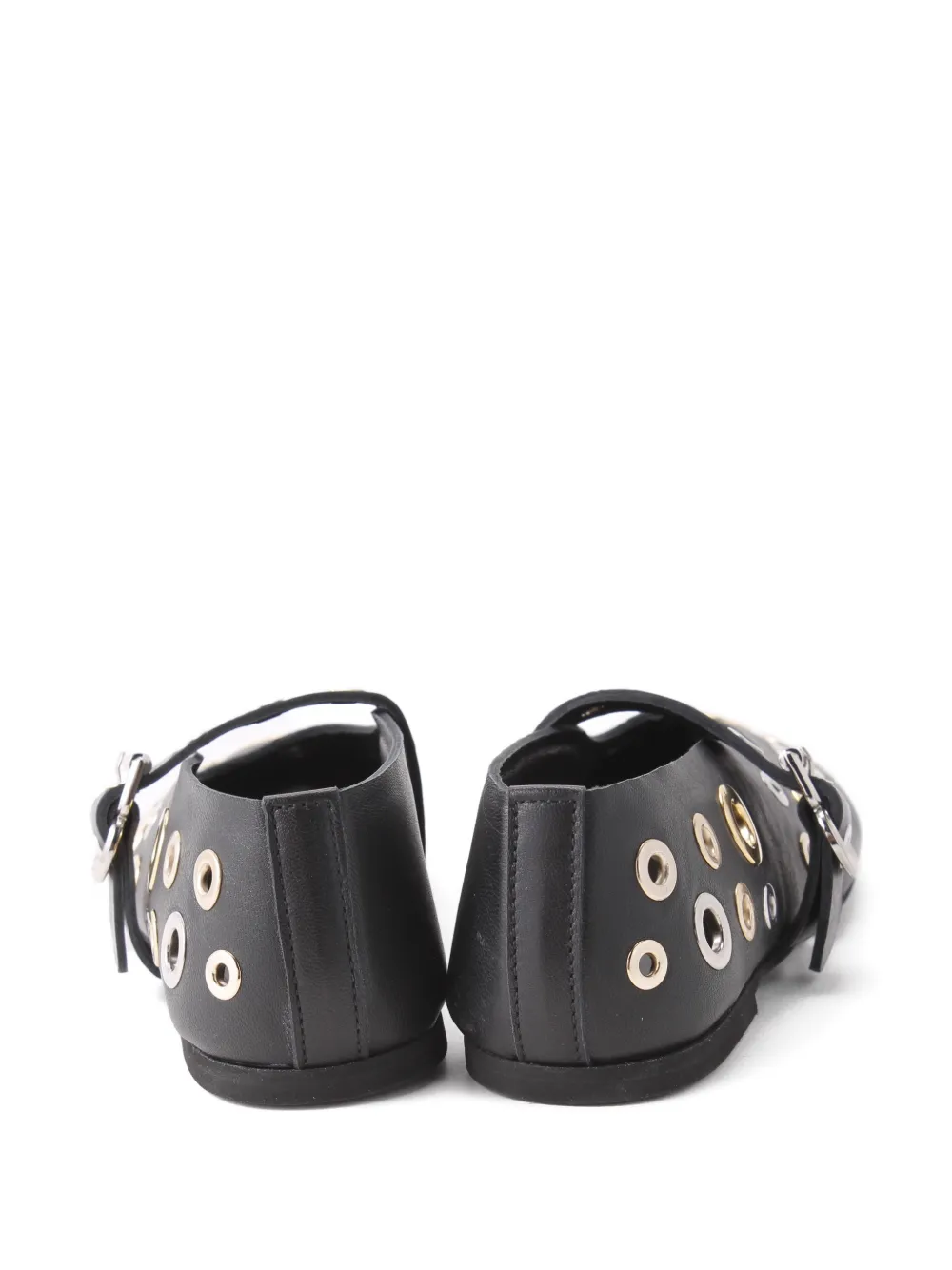 Florens eyelet-details buckle ballerinas Zwart