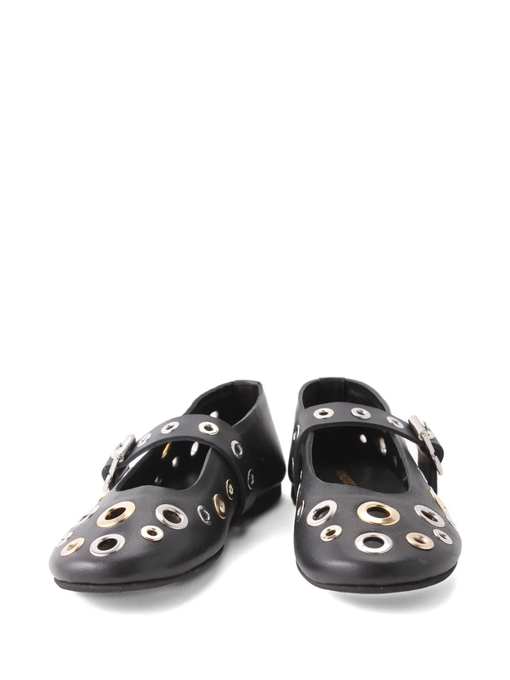 Florens eyelet-details buckle ballerinas Zwart
