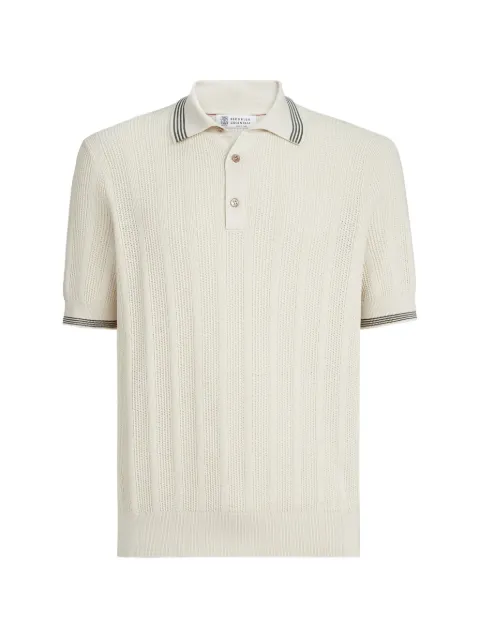 Brunello Cucinelli cotton textured rib-knit polo