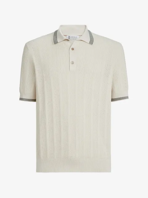 Brunello Cucinelli cotton textured rib-knit polo