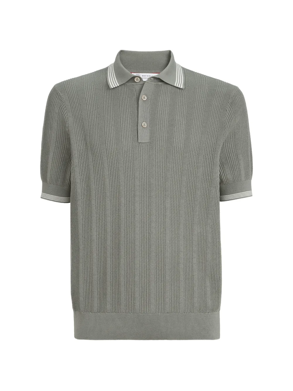 Brunello Cucinelli cotton textured rib knit polo - Grigio