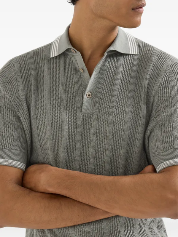 Brunello Cucinelli Lightweight Knit Polo | Grey | FARFETCH