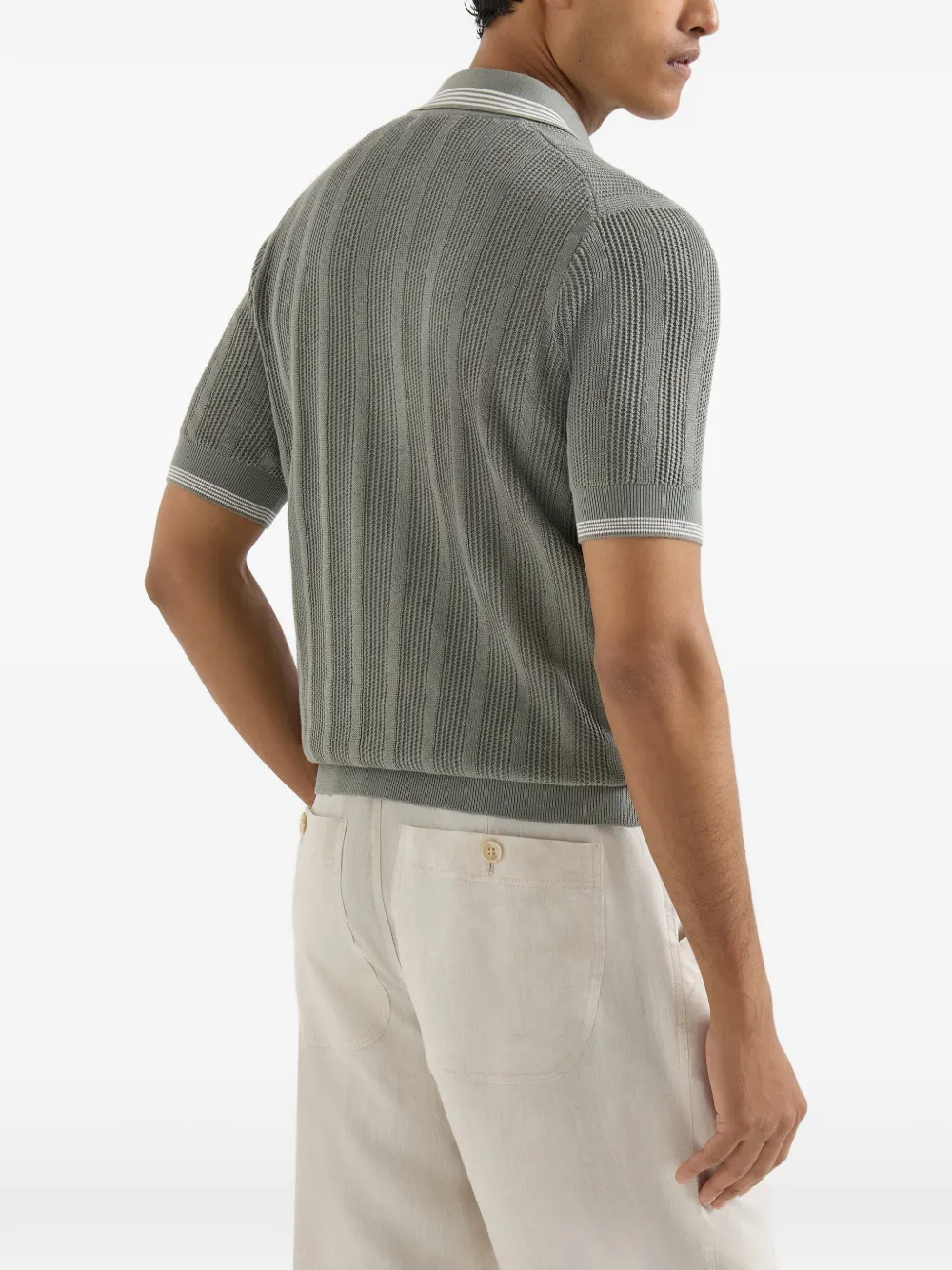 Brunello Cucinelli Lichtgewicht gebreid poloshirt Grijs