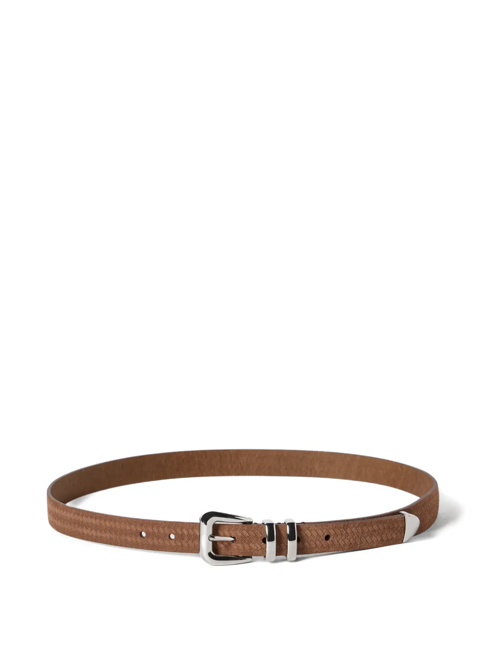 Brunello Cucinelli reversed calfskin belt with chevron design - Brown
